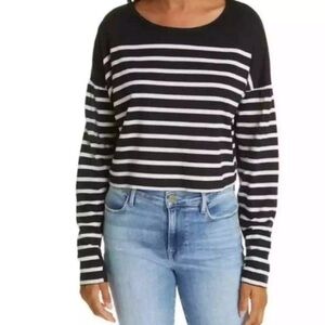 La Ligne Navy Striped Long Sleeve Top Small